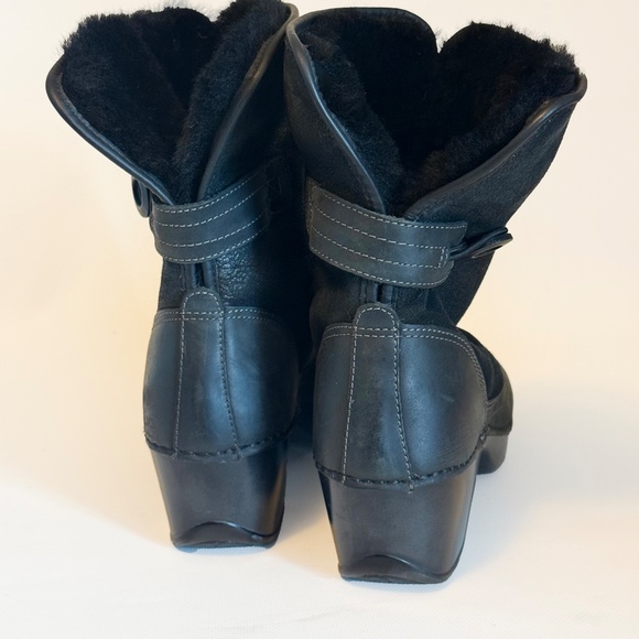 Dansko Harper Shearling Boots Black Oiled Leather Sheepskin Pull On 42 11 - Picture 8 of 12